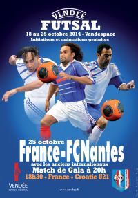 Match de gala Futsal France FC Nantes. Le samedi 25 octobre 2014 à La-Roche-sur-Yon. Vendee.  18H30